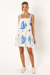 Elena Mini Dress - Blue Print